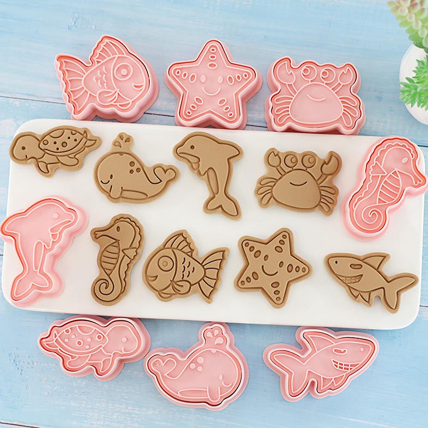 ZHOUBA 8Pcs/Set Cookie Mold Easy to Clean Exquisite Workmanship Reusable 3D Marine Life Cookie Mold
