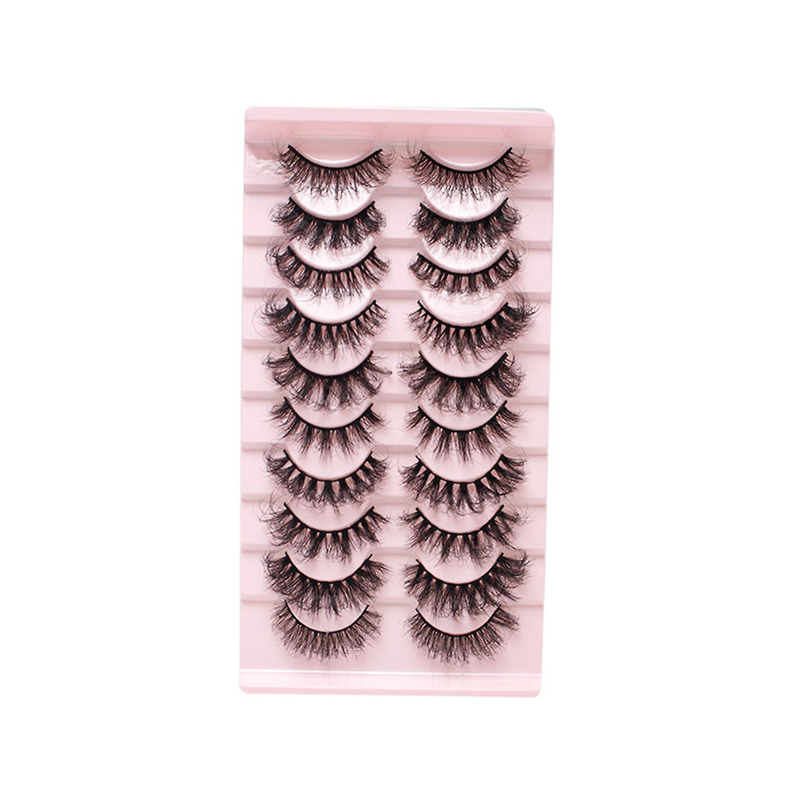 10 Pairs Thick Long Artificial Lashes Eyes Look Bigger Brighter Fuller Lashes For Daily & Official Eye Wearing