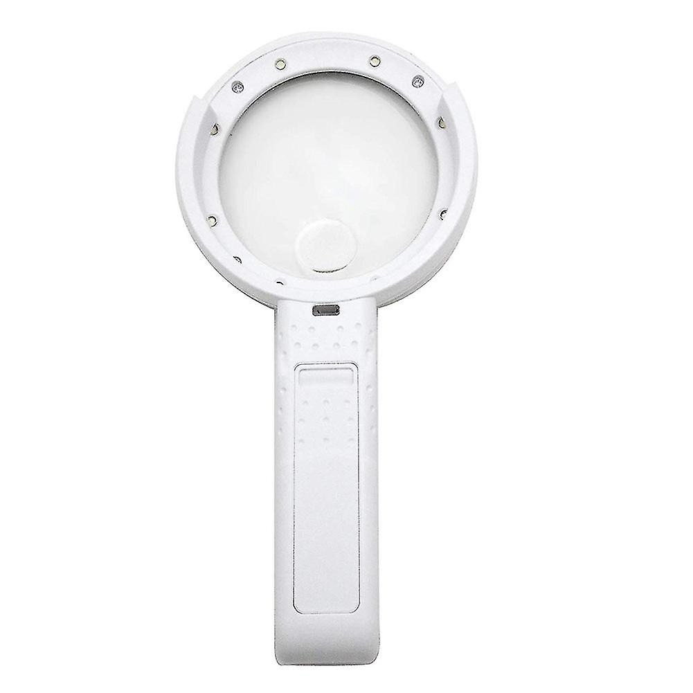 Hd Optical Illuminated Magnifying Glass-(5x + 11x) Magnification Lens,8 Led Lighted Usb Charge Magnifier Glass With Desktop And Hand- Folding 2 In 1(u