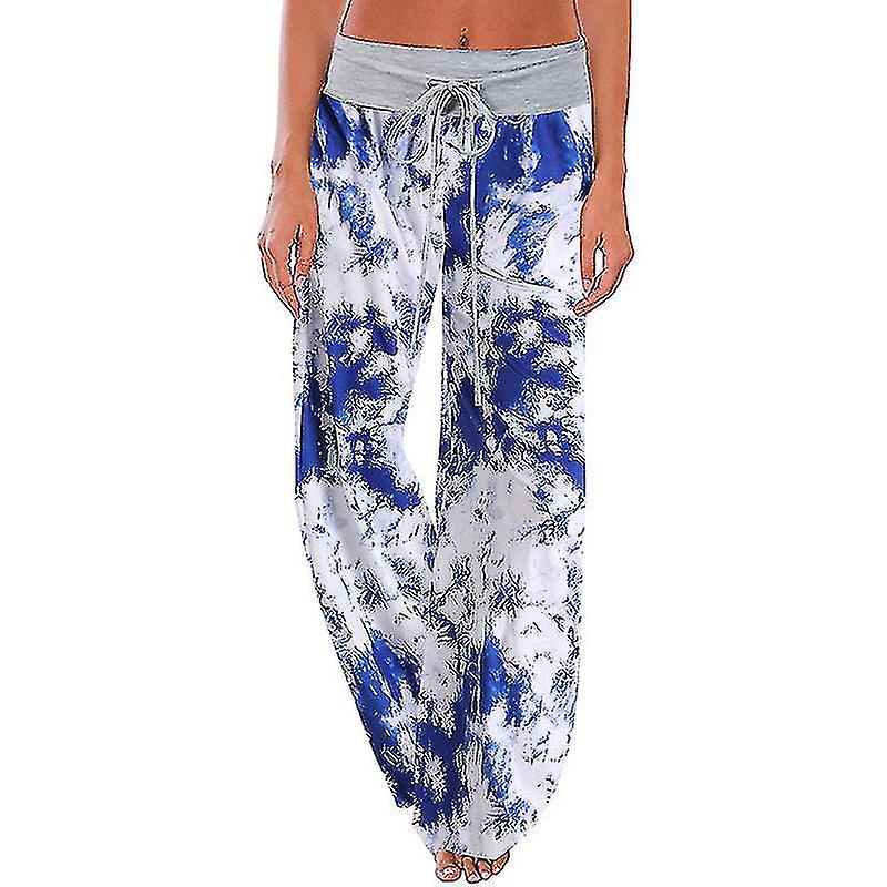 Ladies Palazzo Pant Elastic Waisted Bottoms High Waist Pants Loose Fit Trousers