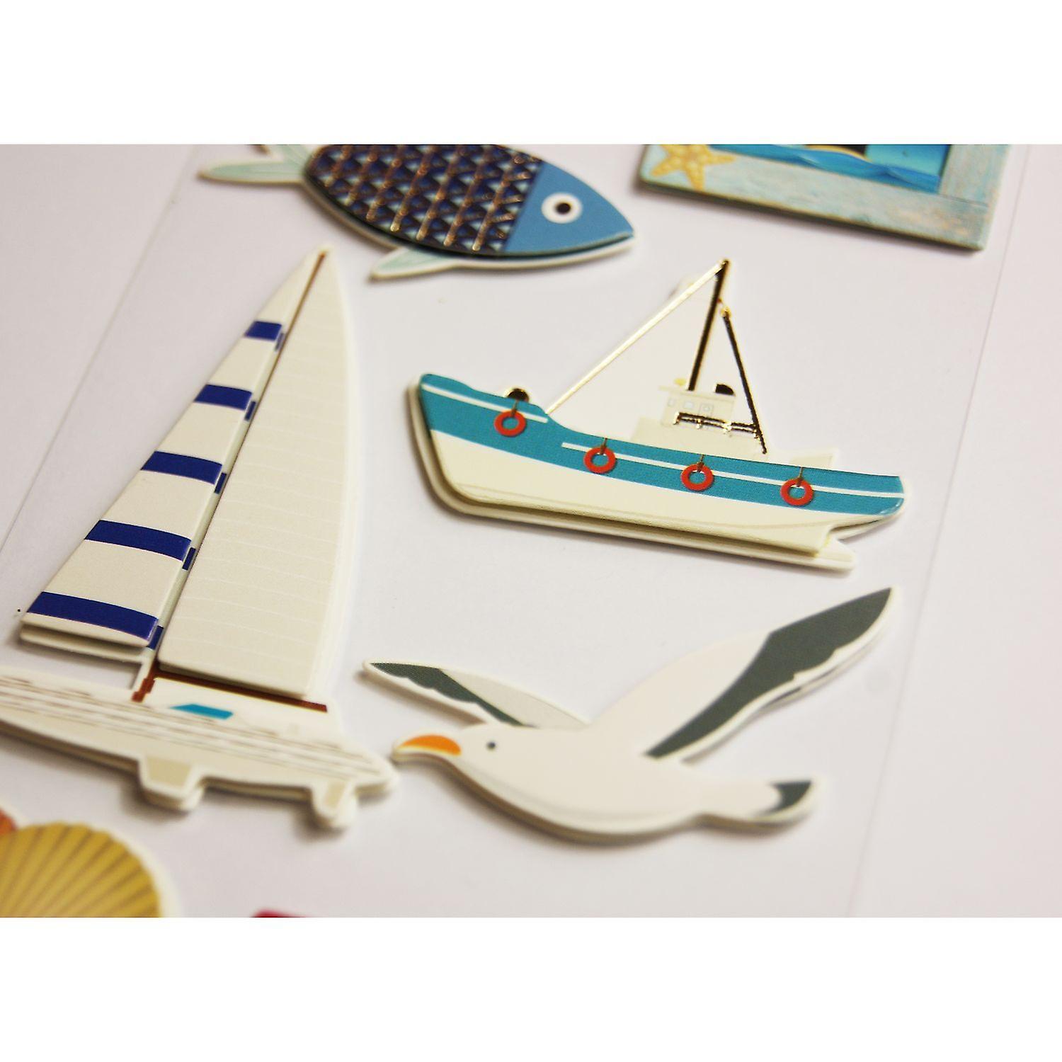 Gold embossed stickers - Seaside
