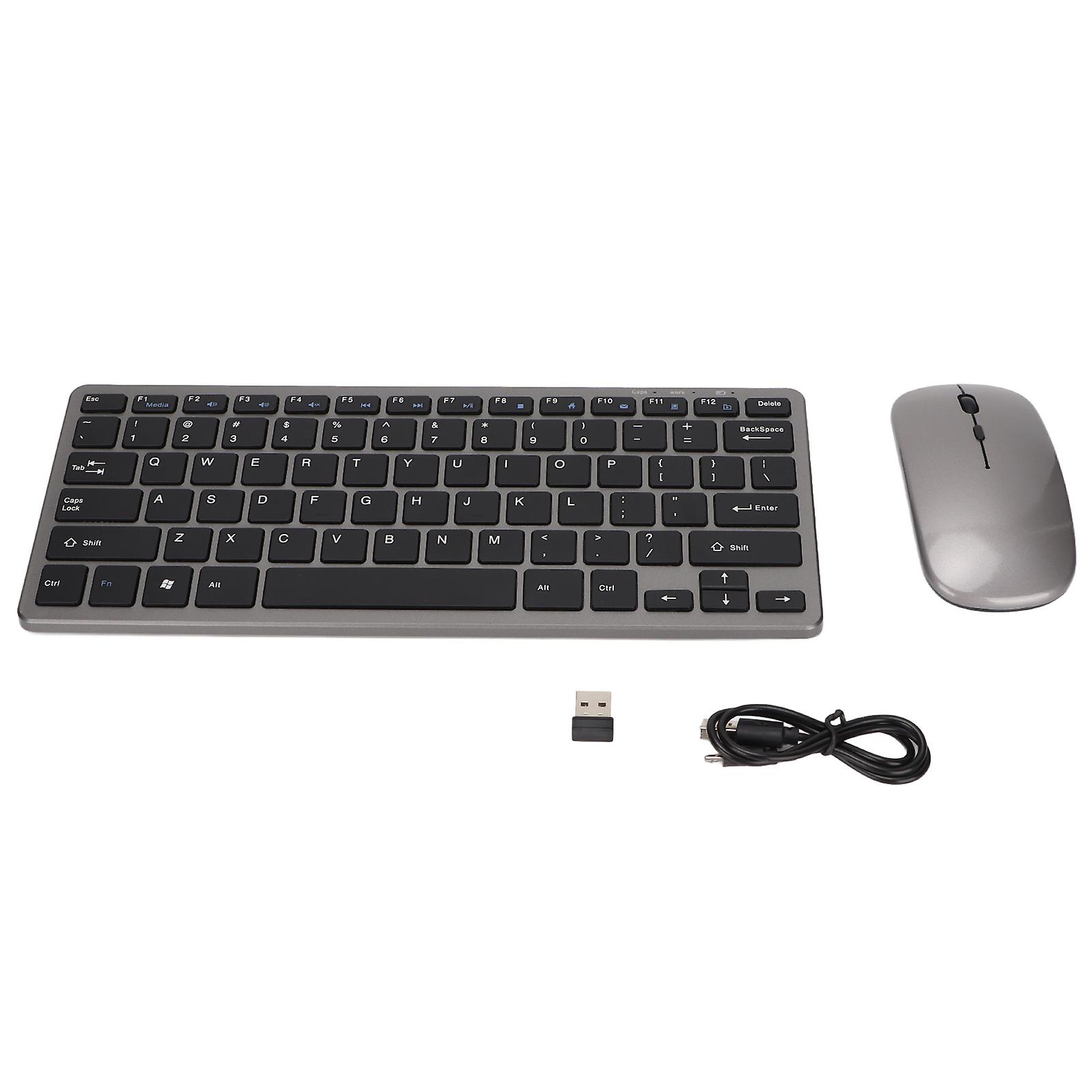 Wireless Keyboard Mouse Combo 2.4GHz Rechargeable Ergonomic Adjustable DPI Mute Design