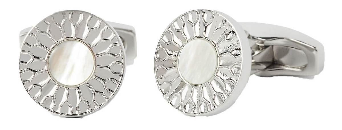 Simon Carter Petal Polished Cufflinks - Silver/White