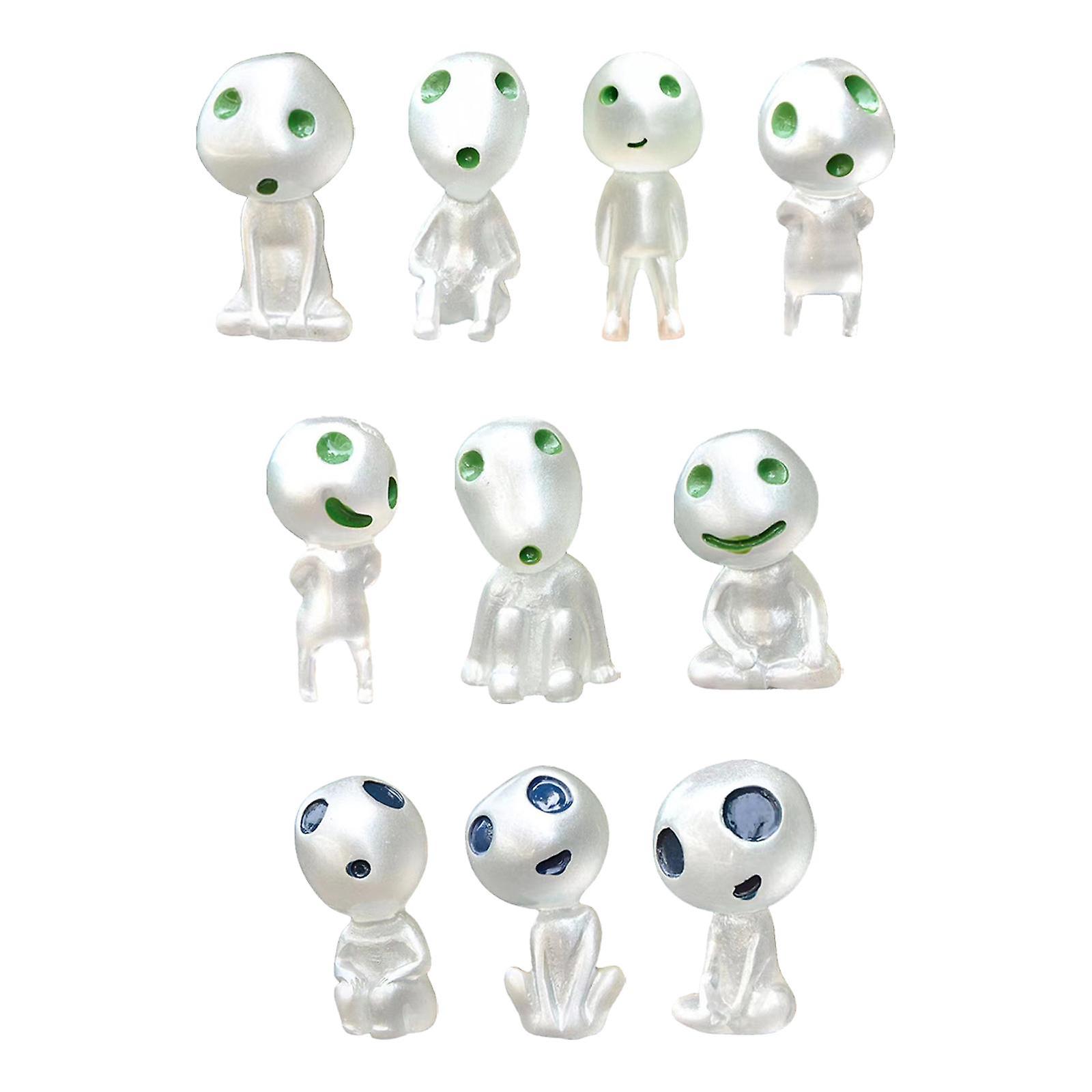 Miniature Garden Statue Resin Luminous Tree Elves for Building Architectural 10Pcs Green