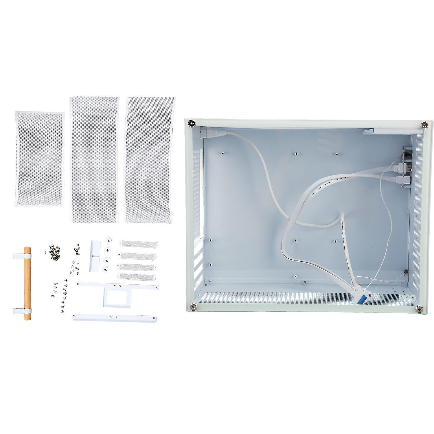 MATX Case 20.6L USB 3.0 Type C Interface Tempered Glass Side Panel Strong Steel Mini ITX Case for Ga