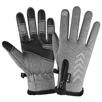 Winter Cycling Gloves Waterproof Windproof Non Slip Full Finger Touchscreen Warm Gloves for Outdoor Sports Running Motorcycle Gray L