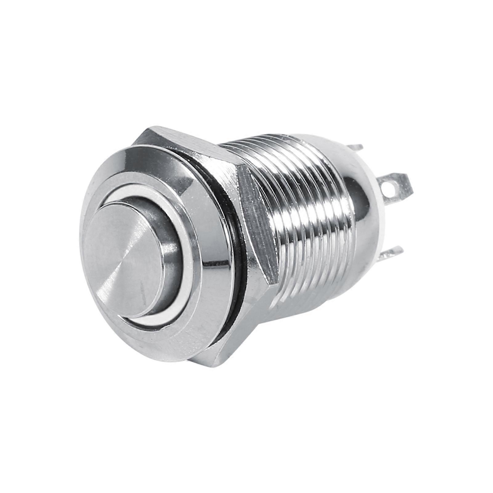 12mm Waterproof Metal Momentary Push Button Switch High Flush 4 Pin White LED 3V for Control Panel Marine Automotive
