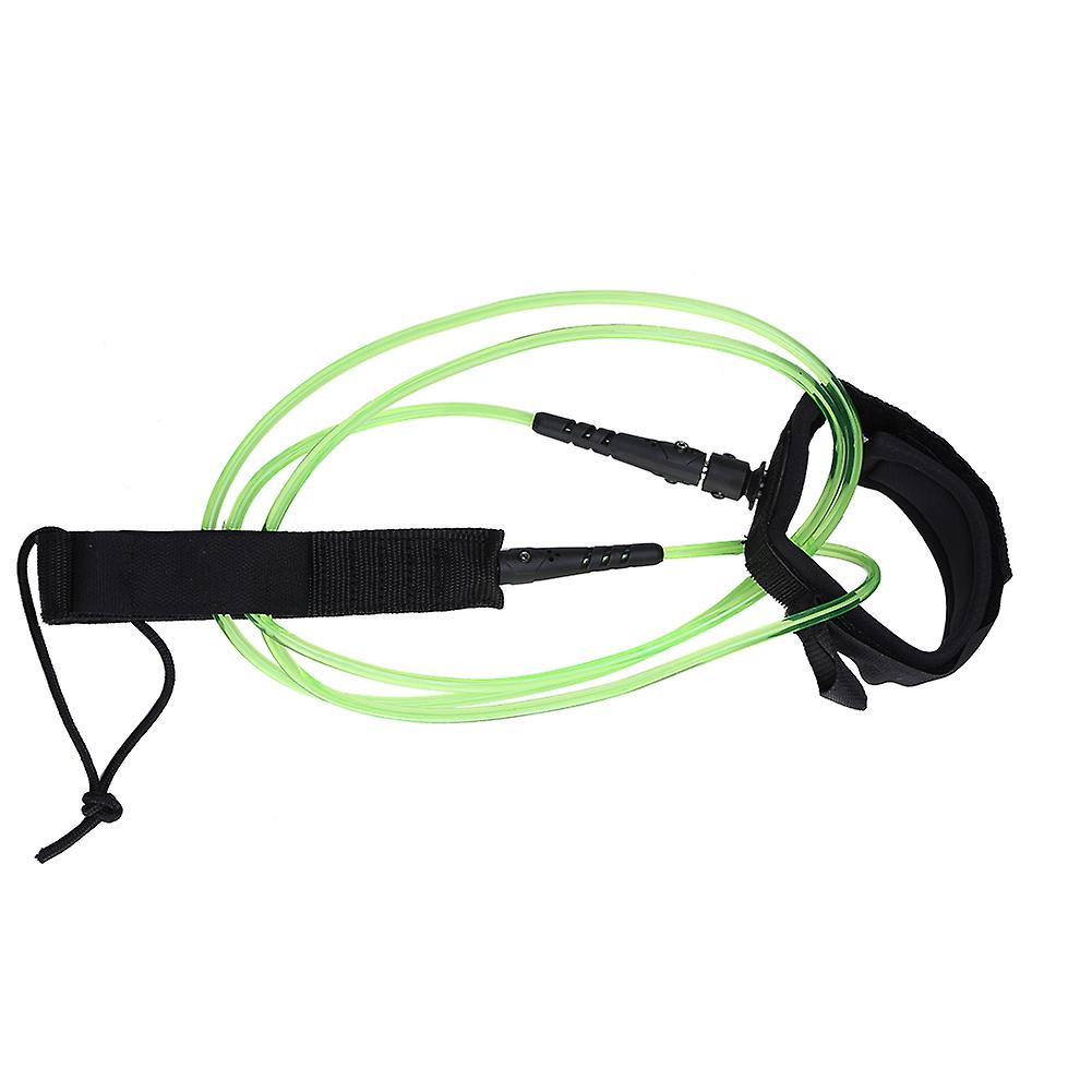 6ft 5.5mm TPU Surfboard Leash with Double Swivels Transparent Green Durable Flexible Anti-Tangle Design