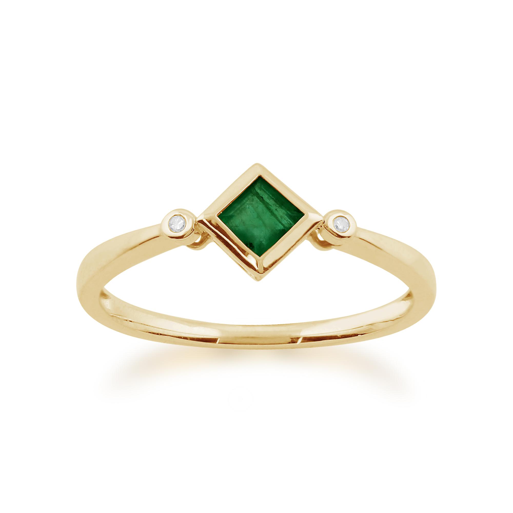 Geometric Square Emerald & Diamond Ring in 9ct Yellow Gold  135R1339019