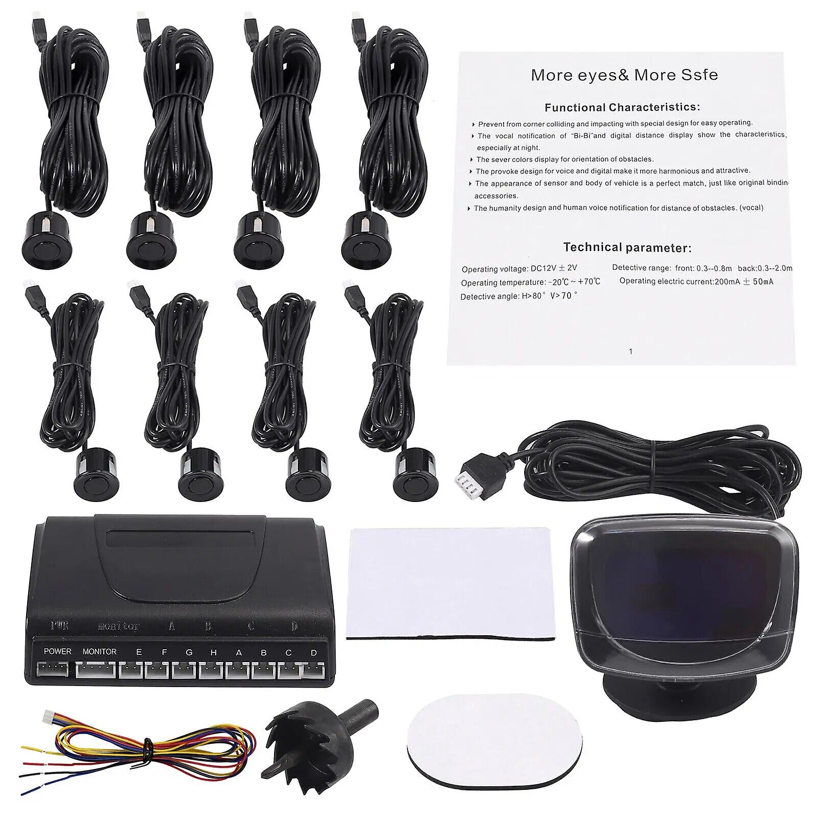 12V LED Parking Sensor Car 8 Sensor Kit 22mm Reverse Sensor Audible Alarm Alarm Indicator Probe System~0879