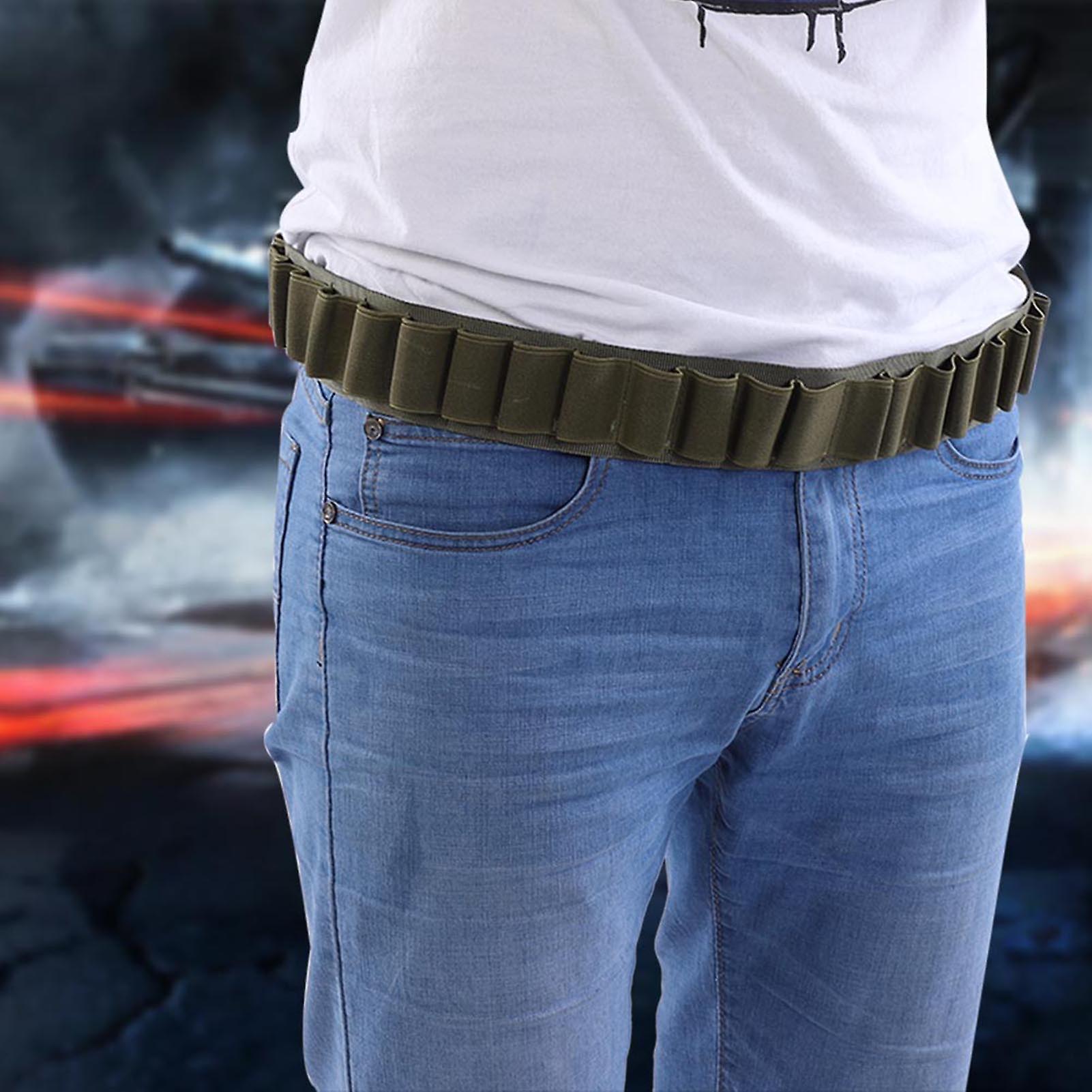 Military Shotgun Ammo Shell Belt Belt Cartridge Carrier Bullet Ammo Holder Shooting (Green)