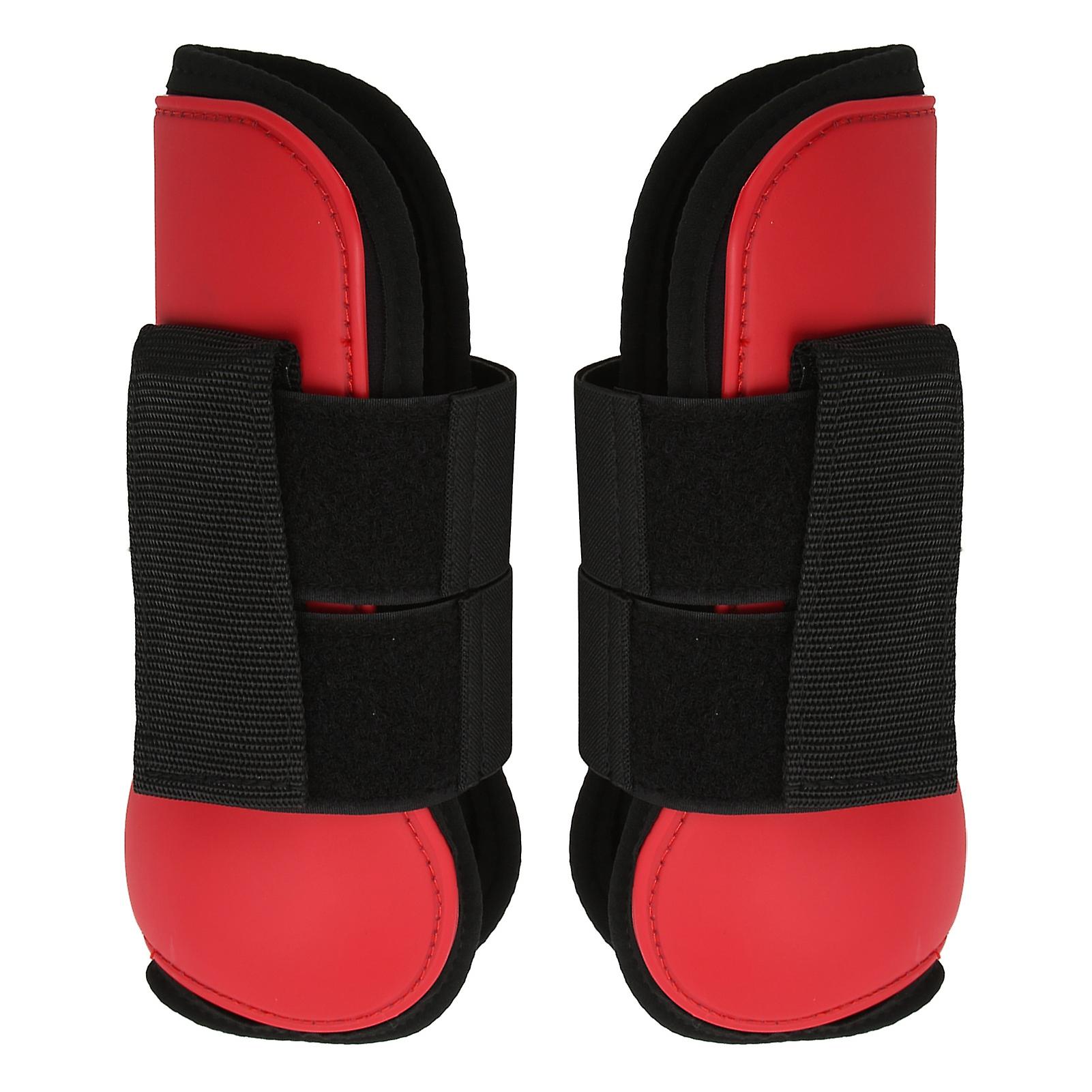 1 para ochraniaczy na ścięgna konia Miękkie zapobiegają ślizganiu się Łatwe do przyklejenia PU Shell Horse Fetlock Boots dla koniCzerwone przednie nogi XL