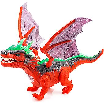 Veeki Dinosauro Giocattolo Ambulante con Lampeggiante e Suoni Giocattoli Dinosauro per Bambini, Triceratops A Batteria Drago Infuocato