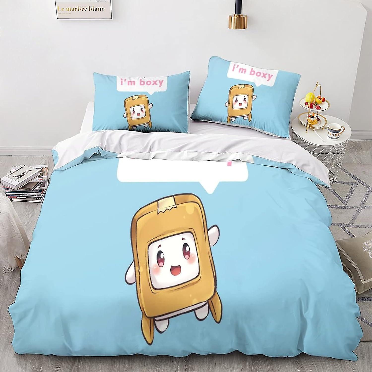EKENOZ LankyBox Bedding Set Animation Duvet Cover Set for 3D Printed 3 Pcs Set Soft Breathable Comforter Cover Quilt Cover with Zipper Closure Soft Mi