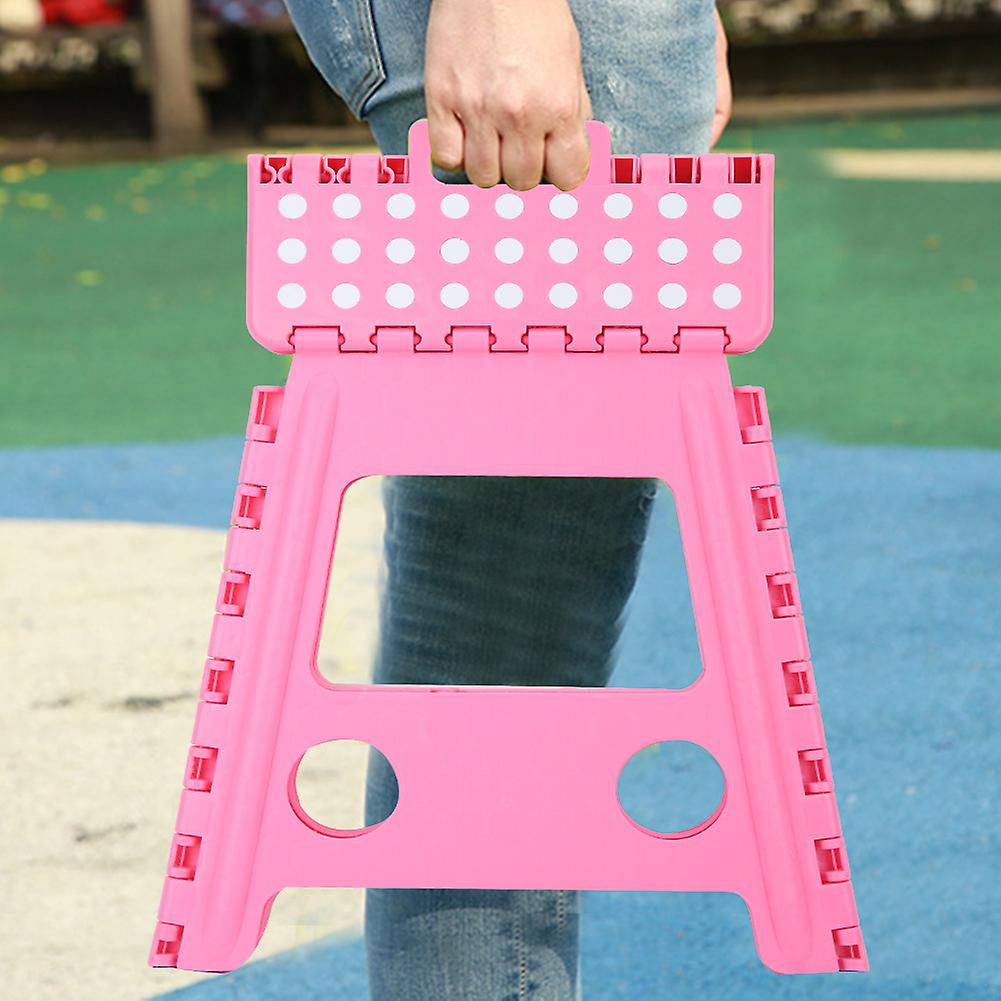 Dot Plastic Folding Stool Small Chair Advanced Portable Massage Stool 29*22*39cm(Pink)