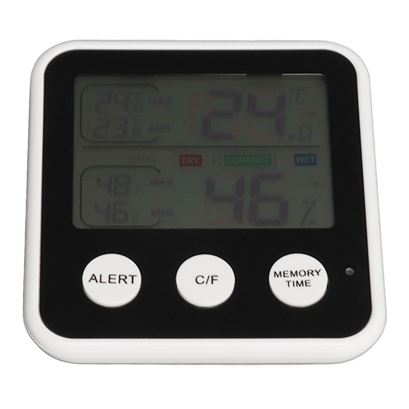 Room Thermometer 3.7in LCD Display High Accuracy Comfort Level Indicator Humidity Sensor for Home Kitchen Office Black