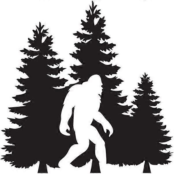 Bigfoot Trees Forest Vinyl Decal Sticker Car Truck Van SUV Window Wall Cup Laptop - One 5.5 Inch Black Decal