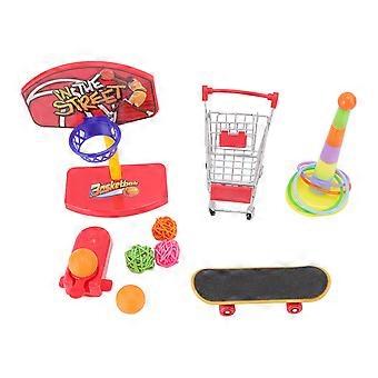 4pcs Bird Training Toys Interactive Fun Basketball Skateboard Trolley Parrot Toys for Budgie Parakeet Cockatiel