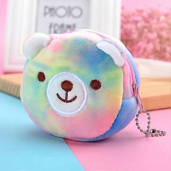 New Mini Colorful Three-dimensional Round Plush Coin Purse Coin Bag Lipstick Data Cable Portable Bag Small Gift