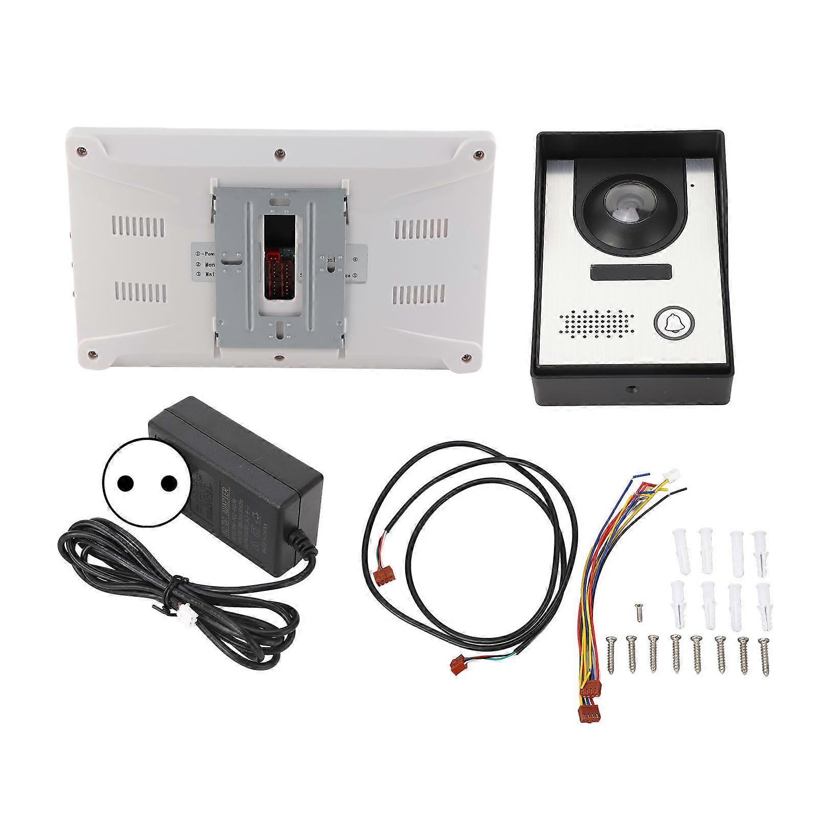 7 Inch Home Intercom Doorbell Hands Free Night Vision Wired Video Doorbell Intercom System For Home 100240v Eu Plug
