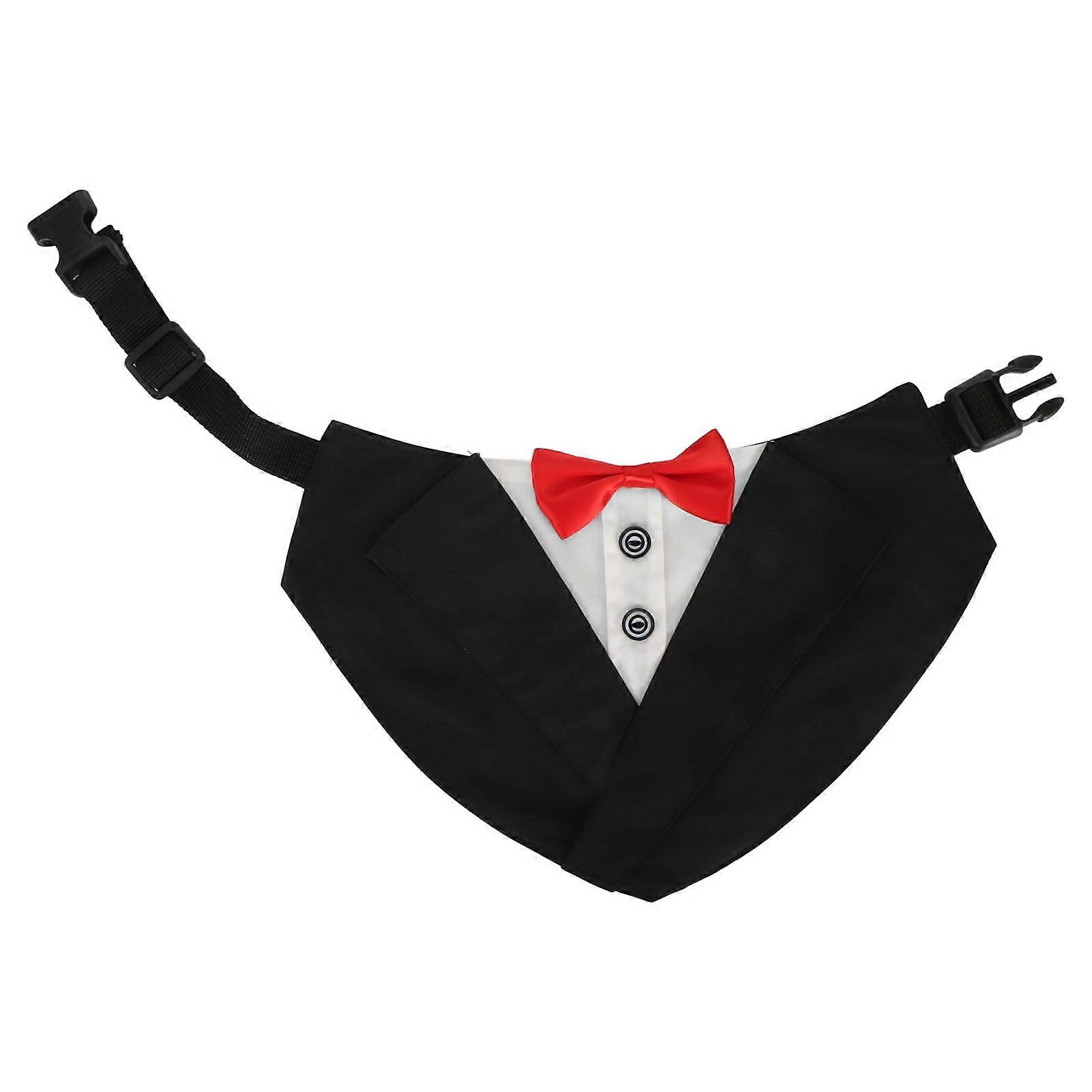 Formal Dog Collar Adjustable Triangular Stylish Pet Costume Collar with Bowtie for Wedding Party M