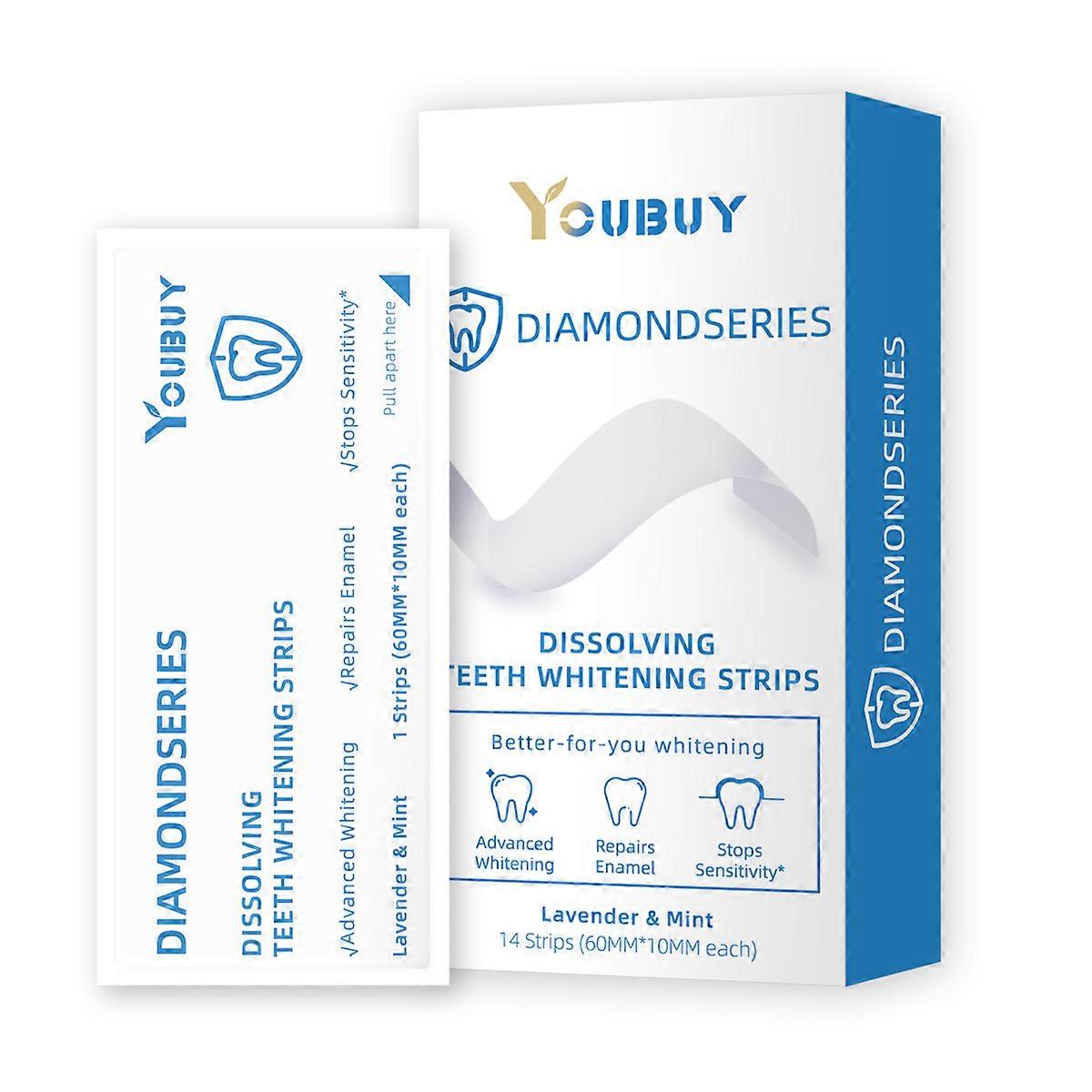 Teeth Whitening Strips, Teeth Whitener Kit, Diamond Series Dissolving Teeth Whitening Strips, Removes Smoking Coffee Soda Stain