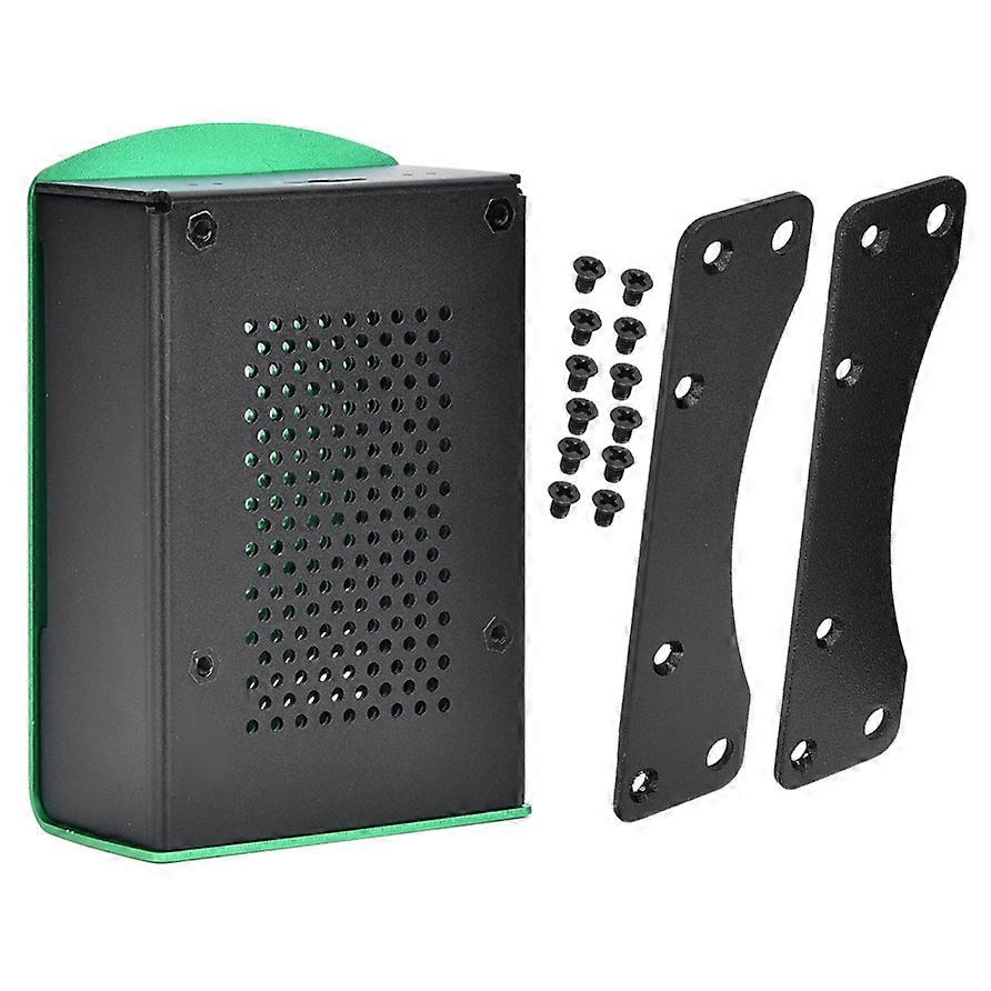 For Raspberry Pi 4 Model B Black Aluminum Case Box Enclosure with Heatsink Bracket (Green)