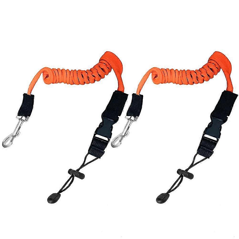 2pcs Kayak Paddle Leash, Safety Elastic Kayak Paddle Rope Canoeing Accessories With Adjustable Belt Buckle Edition