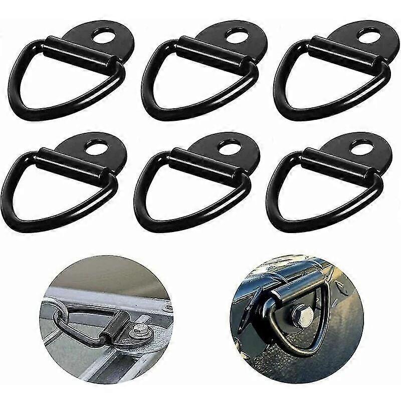 Lashing Rings 6 Pieces D Mounting Ring Lashing Ring 85x63mm, Black Carbon Steel Lashing Eyes for Trailers Mounting Ring with 550KG Load for Securing C