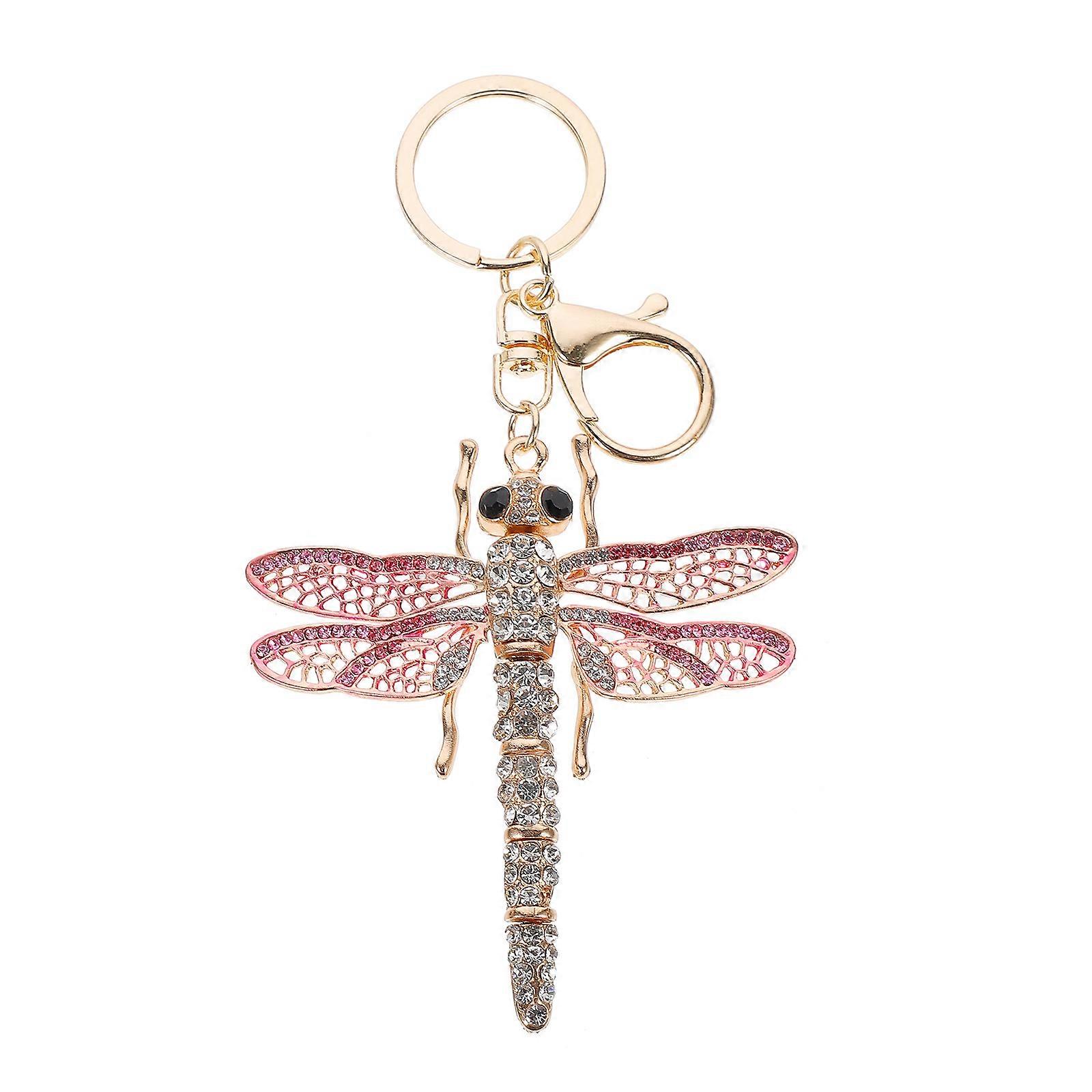 1Pc Creative Gradient Color Key Pendant Dragonfly Design Key Chain Bag Decor