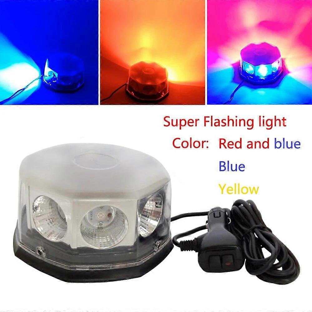 DC12V-24V Super Bright Car LED Warning Police Light Strobe Light High Power Circular Open Road Flashing Engineering Roof Light
