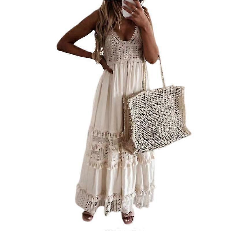 Beach Hollow Out Lace V Neck For