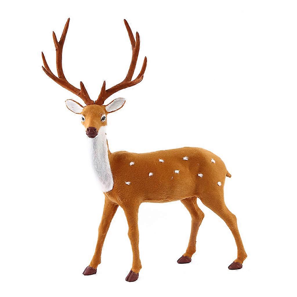 Simulation Plush Reindeer Standing Christmas Sika Deer Model Figurine Statue