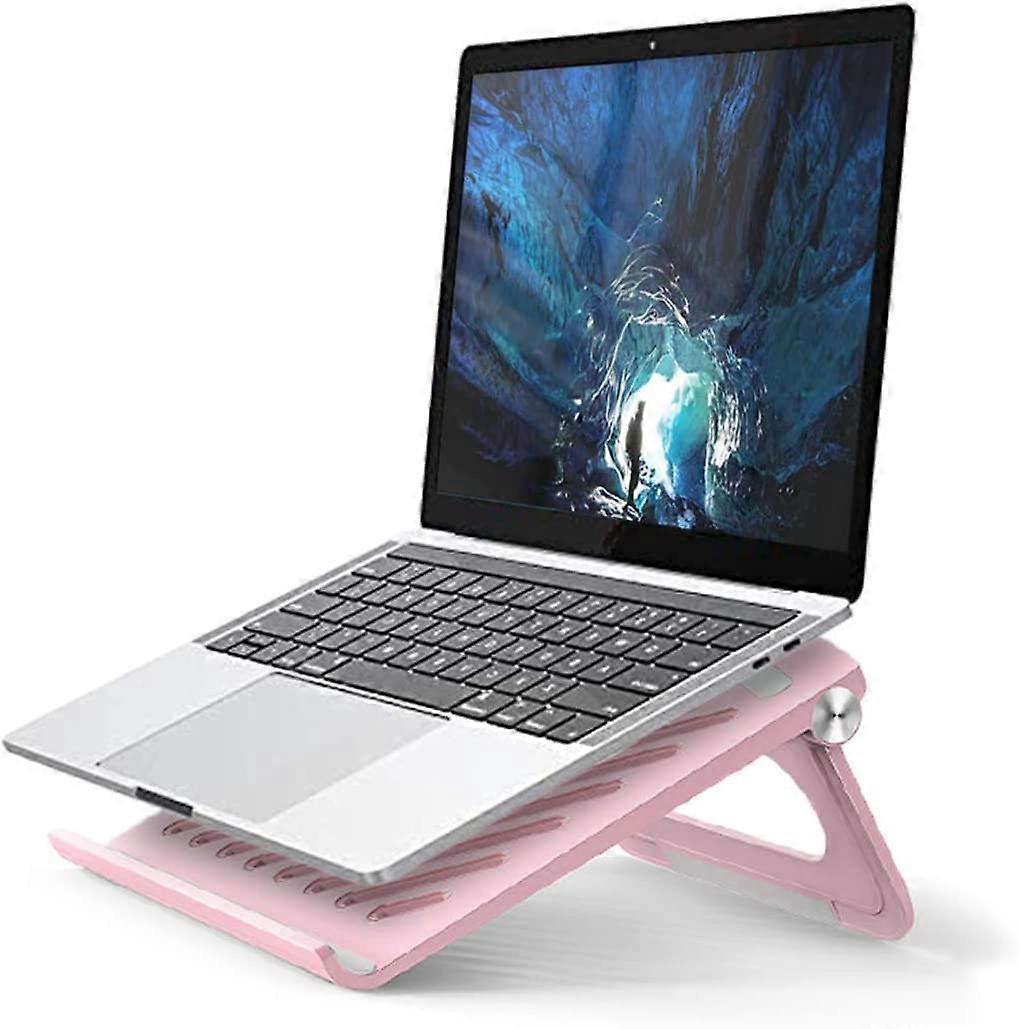 Laptop Stand Foldable Portable Ventilated Tablet Stand Angle Adjustable Ergonomic Height Laptop Stand All 10-17" Laptops (Abs - Pink)