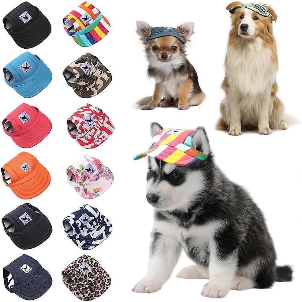 SMai Dog Baseball Cap With Propeller - Pet Hat With Ear Holes, Rainbow Helicopter Design For Small Dogs