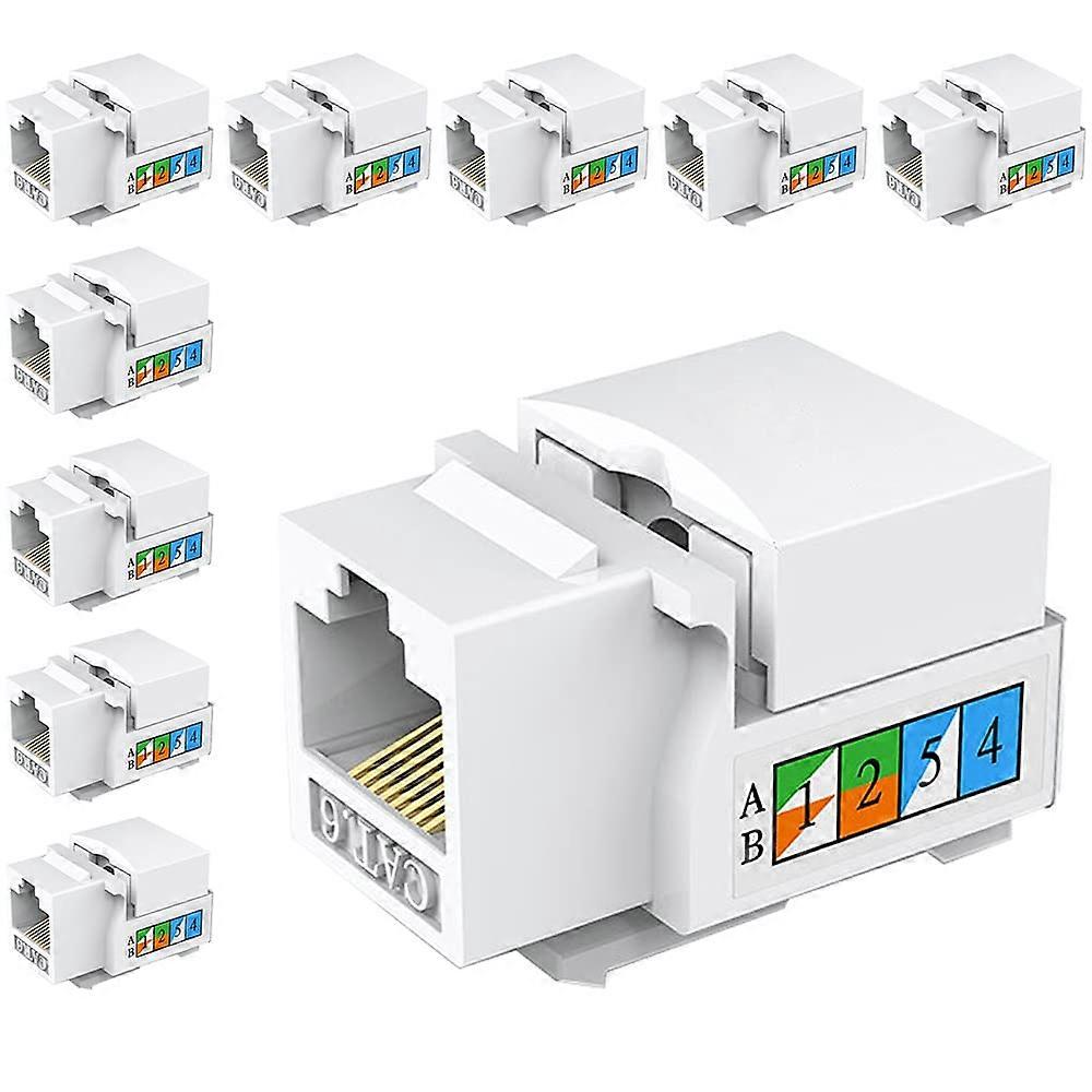 10 Piece Cat6 Keystone Socket, Ethernet Wall Socket, Cat6 Network Coupler - Cat5/5e/6 Compatible