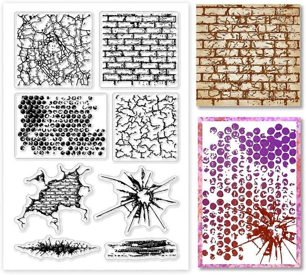 Vintage Textures Clear Stamps Wall Background Silicone Stamps Rubber Clear Stamps Transparent Seals Stamps for Cards Making Photo Album Journal Home D