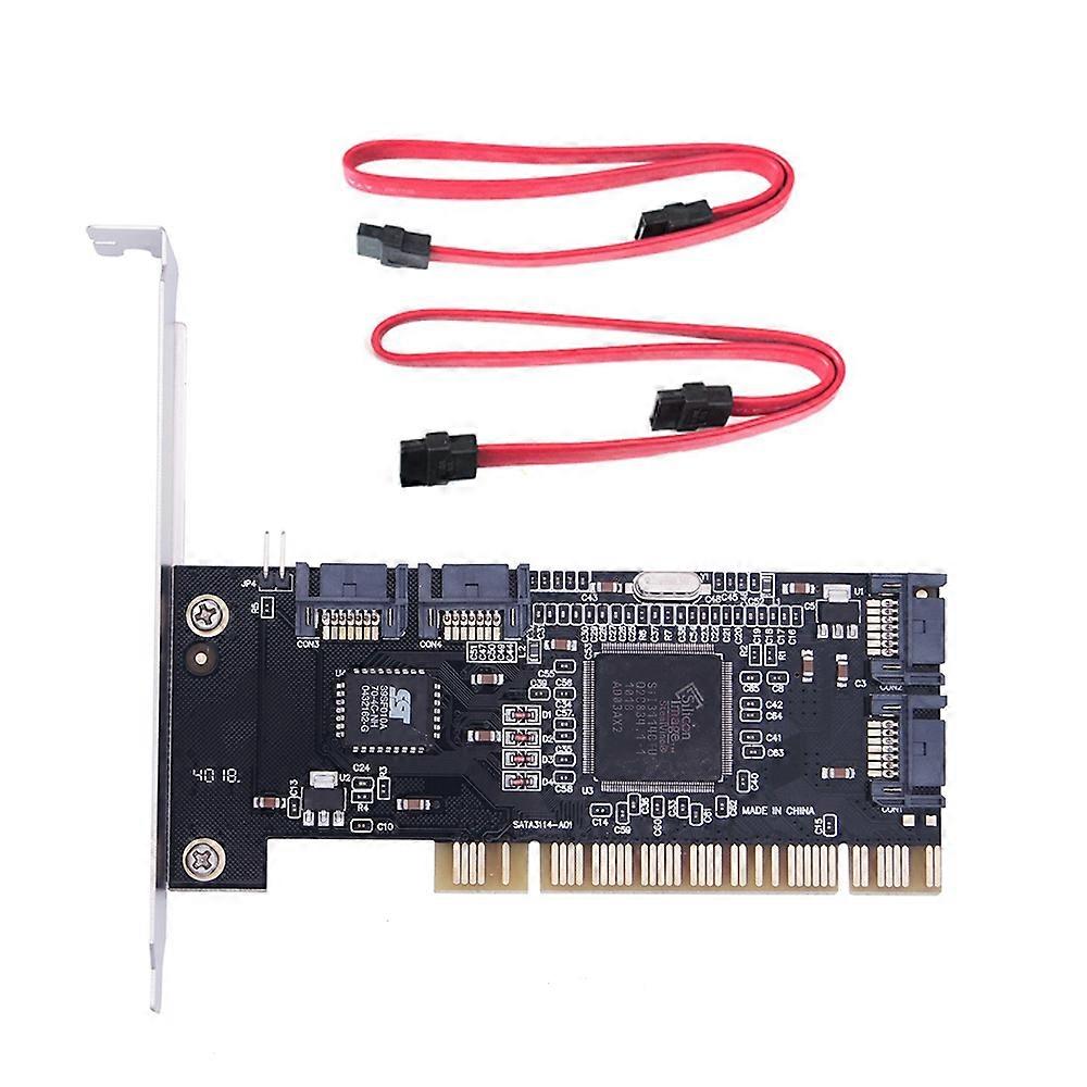 4 Ports PCI SATA Raid Controller Internal Expansion Card with Two Sata Cables, for Desktop PC,Suppo