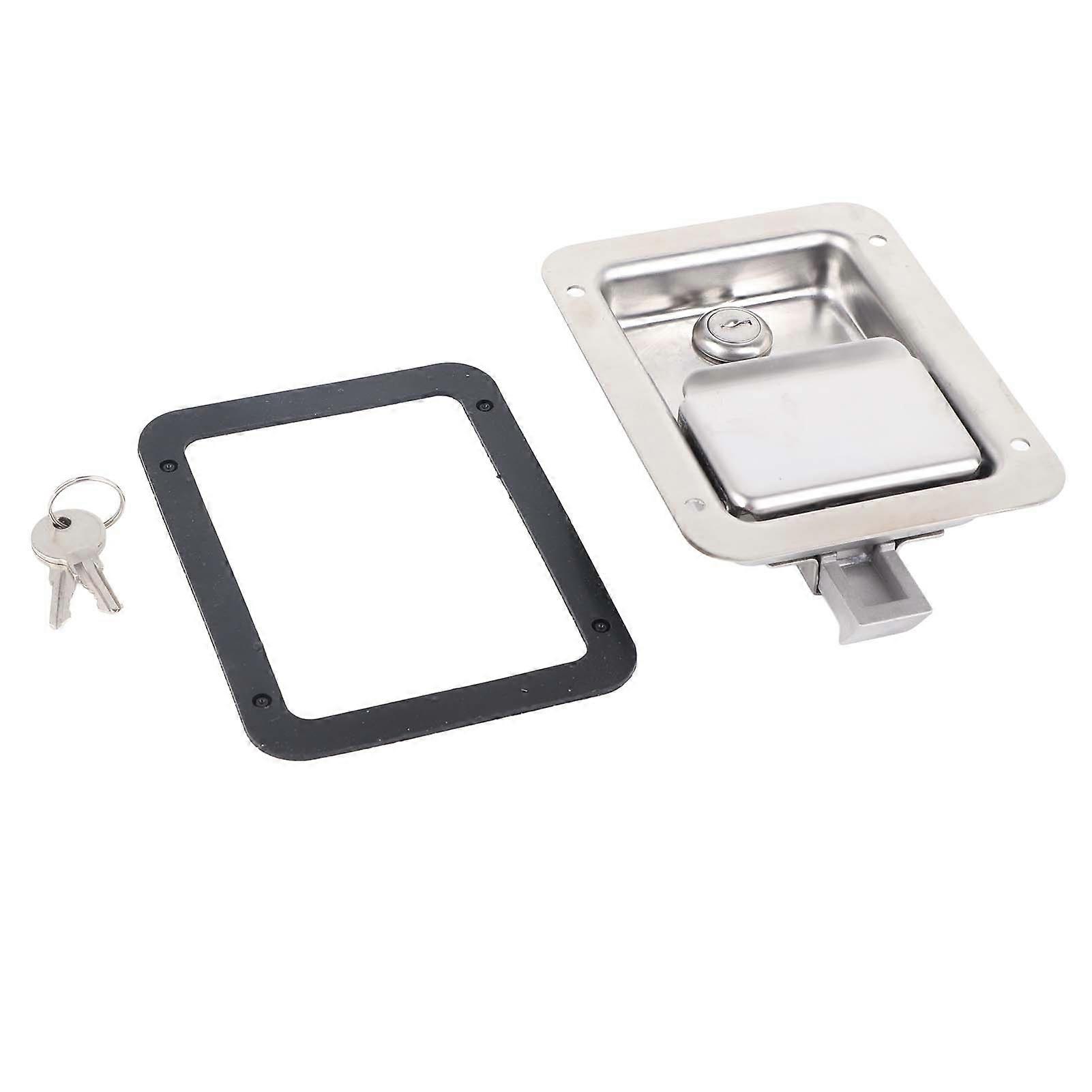 Flush Mount Paddle Door Latch Weatherproof 304 Stainless Steel Toolbox Lock with 2 Keys for RVs Trailers