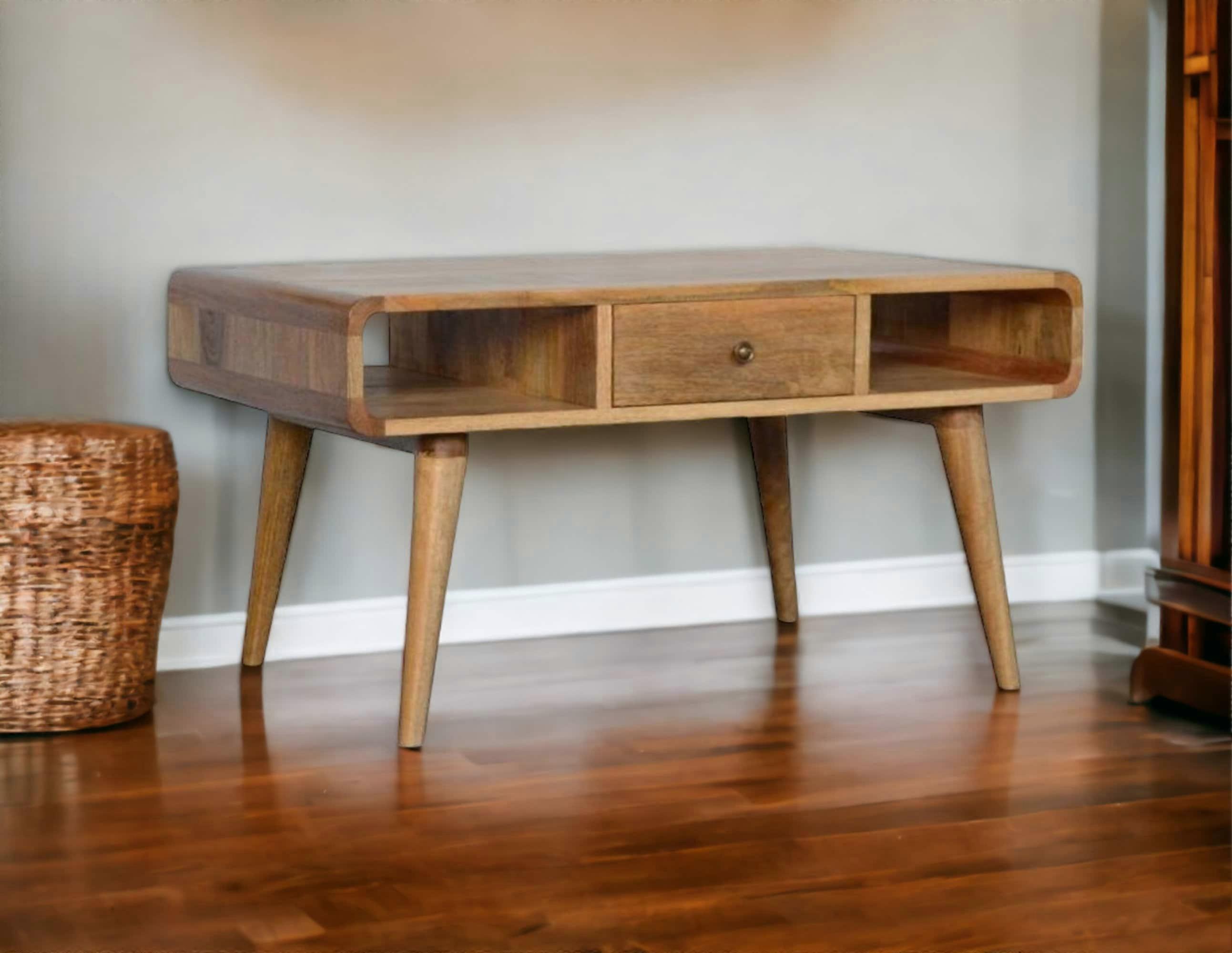 Curved Coffee Table In Oak