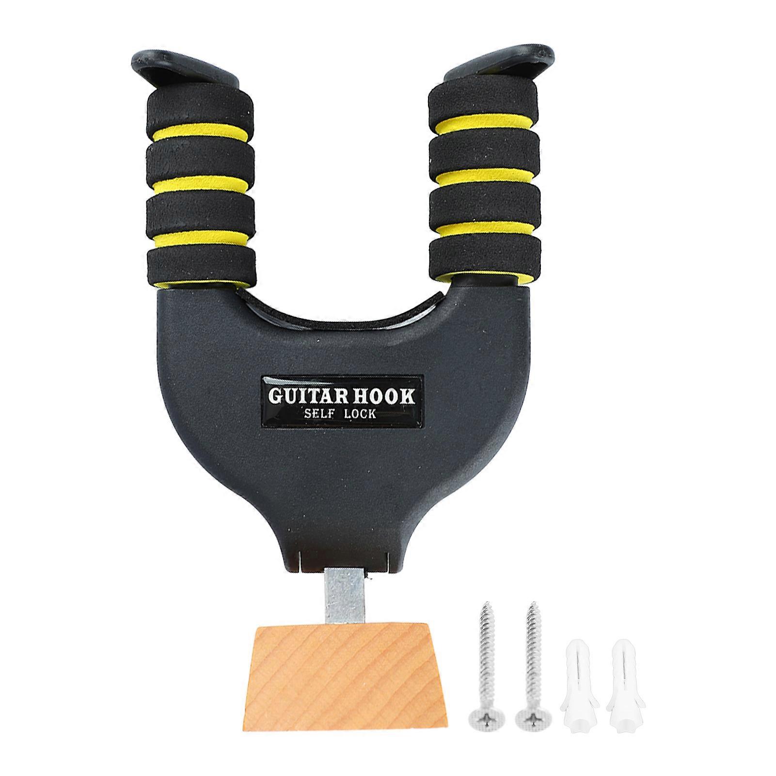 Guitar Hanger Auto Locking Safety Grip Anti Falling Scratch Proof Wall Mounted Guitar Hook for Storage Display