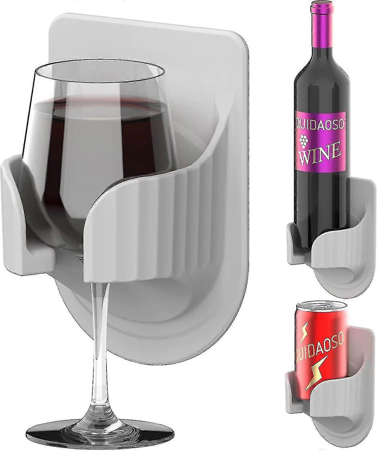 Porta bicchieri da vino Porta bevande montato a parete Porta birra Regalo per bagno Rv Boat (grigio).