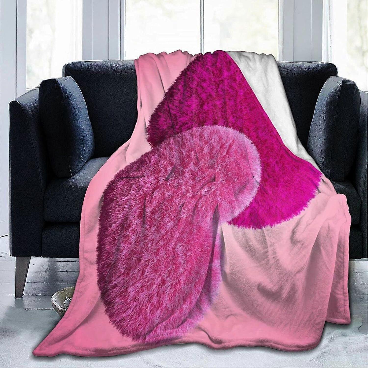 بطانيات الفانيلا القطيفة - وردي قلوب الحب شيربا رمي بطانية - لحاف Ultra Softffy لغرفة المعيشة صوفا ديكور جميع الفصول