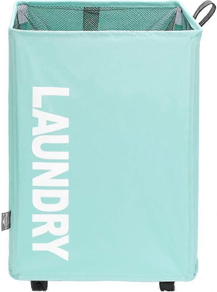 X-large Laundry Basket With Leather Handle On Wheels
