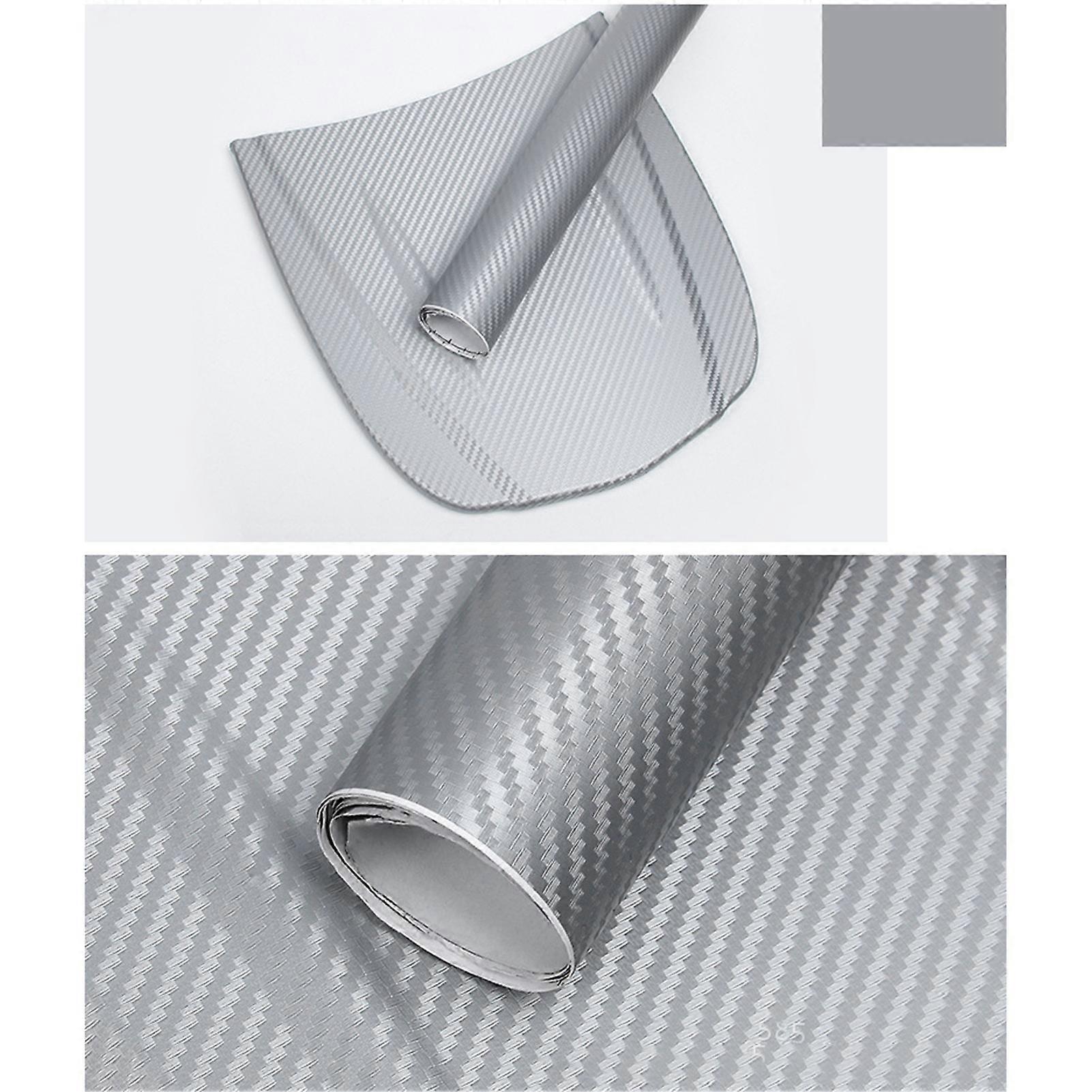 סיבי פחמן סגנון סרט עטיפה 3D מכונית מעובה חיצוני הגנה דקורטיבית מדבקות גליל עטיפה מדבקת כסף 1.52mx60cm