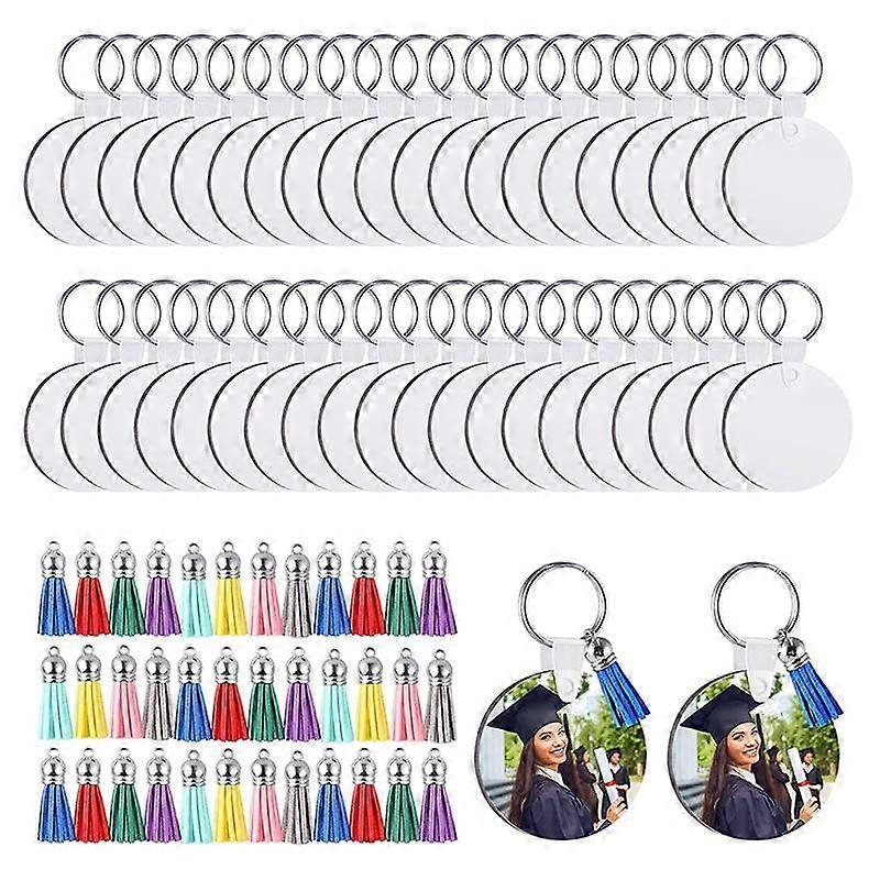 100Pcs MDF Sublimation Blanks Keychain Bulk, Sublimation Keychain Blanks with Key Ring Double-Sided
