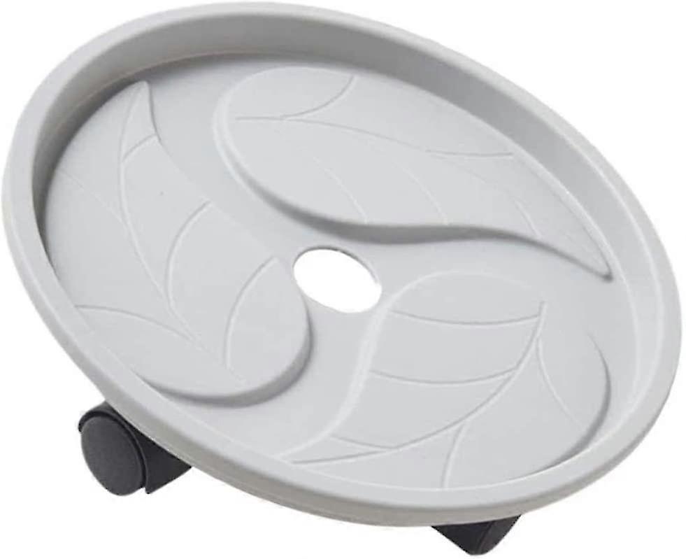 Round Movable Plant Caddy Planter, With Movable Casters, Movable Trolley Tray, Indoor Outdoor Flower Pot Stand, Grey,27cm
