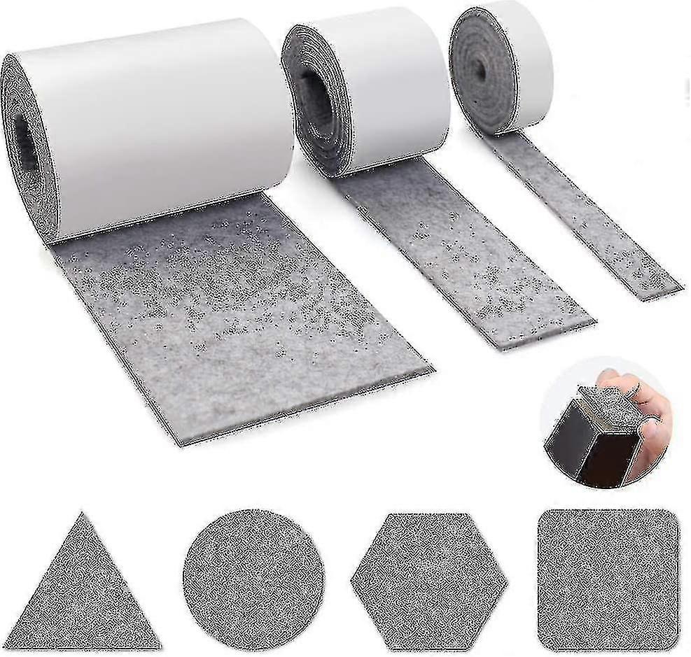 Self-adhesive Furniture Felt, 3 Rolls Of Gray Felt 100cm X 10cm + 100cm X-sfygv