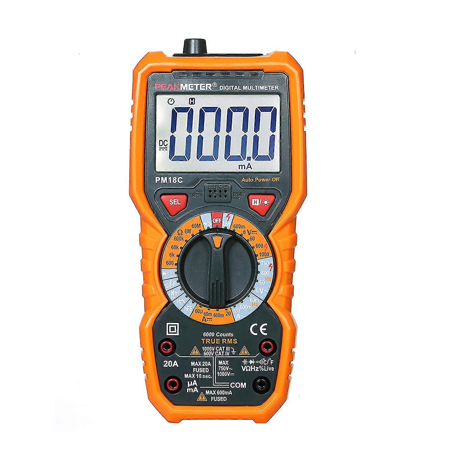 Peakmeter Pm18c True Rms Multifunctional Digital Multimeter Measuring Ac/dc Voltage Current Resistance Capacitance Frequency Temperature Hfe Ncv Live