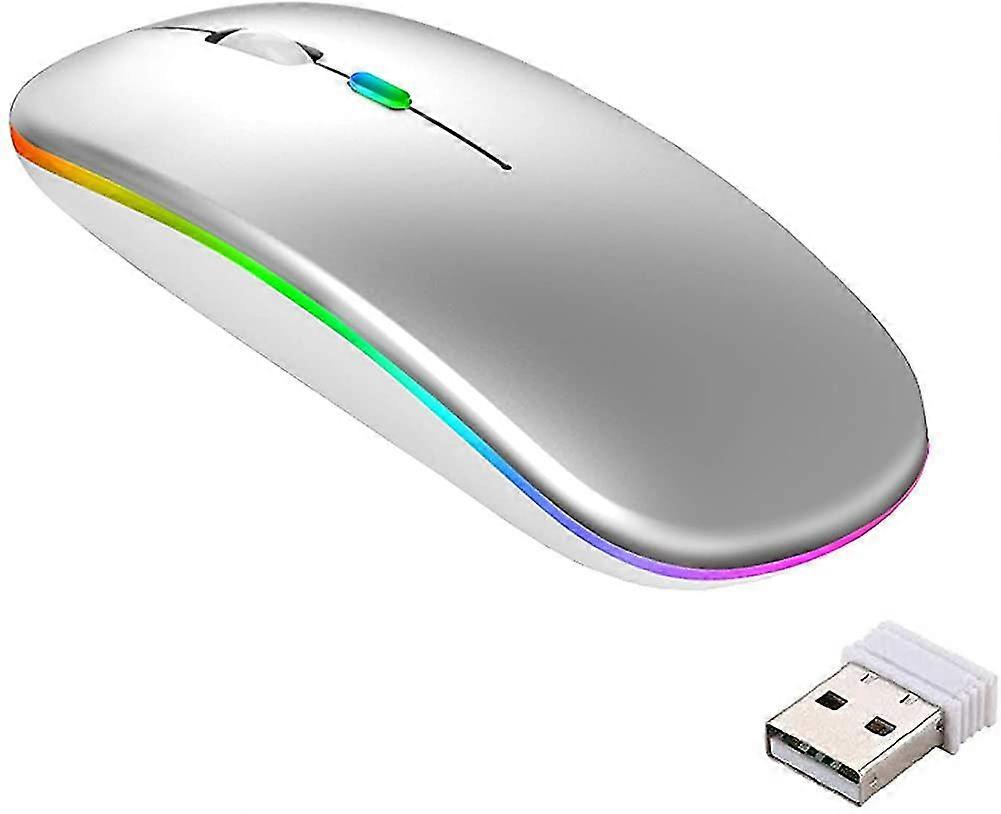 Wireless Mouse,led Mouse(bt 5.1+2.4g) Rechargeale&noiseless Bluetooth Mouse,2.4g